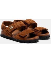 Miu Miu - Quilted Suede Sandals - Lyst