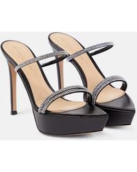 Gianvito Rossi - Embellished Leather Platform Sandals - Lyst