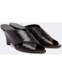 Le Monde Beryl - Luca Snake-Effect Leather Mules - Lyst