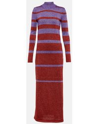 Rabanne - Striped Metallic Knit Maxi Dress - Lyst