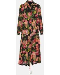 Junya Watanabe - Midikleid Aus Georgette Und Jersey - Lyst