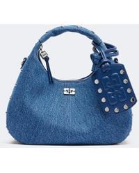 Ganni - Mini Denim Top-Handle Bag - Lyst