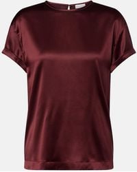 Brunello Cucinelli - Monili Silk-Blend Satin T-Shirt - Lyst