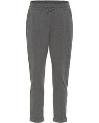 Brunello Cucinelli Pantalon de survêtement en coton stretch - Gris