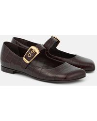 Chloé - Polly Croc-Effect Leather Mary Jane Flats - Lyst