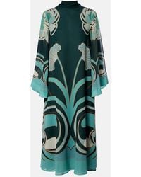 La DoubleJ - Magnifico Printed Silk Twill Midi Dress - Lyst