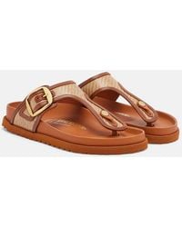 Birkenstock - Gizeh Leather-Trimmed Woven Thong Sandals - Lyst
