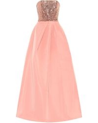 Monique Lhuillier Sequined Silk Faille Gown - Pink