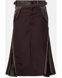Sacai - Pleated Midi Skirt - Lyst