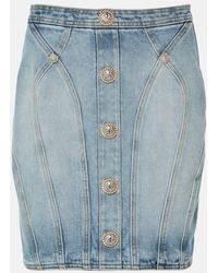 Balmain - "Mini Skirt With Double Chain Lion Button Details - Lyst
