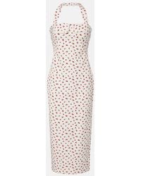 Posse - Ebony Lace-Trimmed Printed Cotton-Blend Midi Dress - Lyst