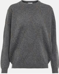Brunello Cucinelli - Sequined Wool And Cashmere Sweater - Lyst