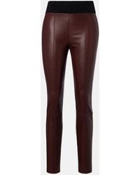 Brunello Cucinelli - Wool-Trimmed Leather Slim Pants - Lyst