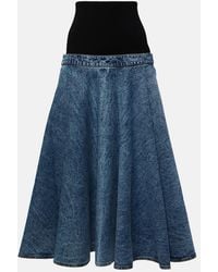Alaïa - Denim Midi Skirt - Lyst