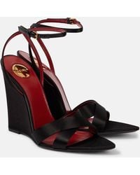 Saint Laurent - Wedge-Sandalen Bibi 110 Aus Satin - Lyst