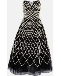 Carolina Herrera - Strapless Embellished Midi Dress - Lyst