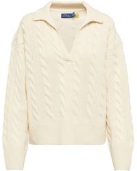 Polo Ralph Lauren Cable-knit V-neck Sweater - Natural