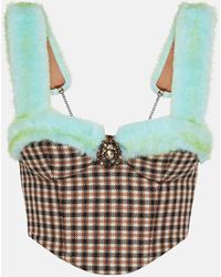 Area - Checked Wool And Cotton Bustier - Lyst