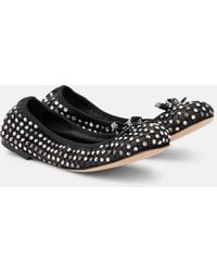 Rene Caovilla - Crystal-Embellished Leather Ballet Flats - Lyst