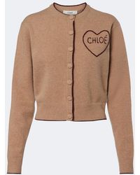 Chloé - Logo Wool And Cashmere Cardigan - Lyst