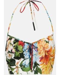 Dolce & Gabbana - Top Raccourci En Coton A Fleurs - Lyst