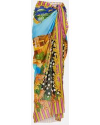 Versace - Printed Cotton And Silk Cover-up - Lyst