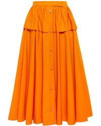 Womens Clothing Skirts Mid-length skirts Sportmax Cotton Orange Boemia Midi Skirt Save 31% 