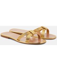 Aquazzura - Film Faux Leather Slides - Lyst