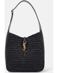 Saint Laurent - Le 5 A 7 Supple Small Raffia Shoulder Bag - Lyst