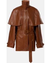 Chloé - Caped Cropped Leather Trench Coat - Lyst