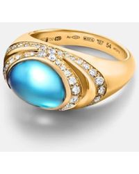 BVLGARI - Ring Cabochon Aus 18Kt Gelbgold Mit Diamanten Und Topas - Lyst