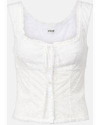 STAUD - Lou Broderie Anglaise Cotton Top - Lyst