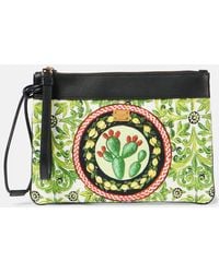 Dolce & Gabbana - Bedrucktes Etui Aus Canvas Mit Leder - Lyst