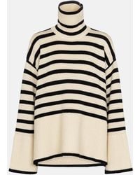 Totême - Striped Turtleneck Wool-blend Sweater - Lyst