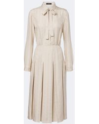 Gucci - Pleated Tie-Neck Silk Jacquard Shirt Dress - Lyst