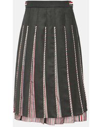 Thom Browne - Rwb Stripe Pleated Wool Midi Skirt - Lyst