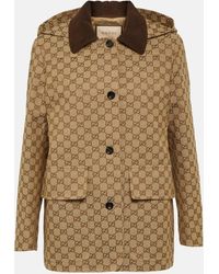 Gucci - GG Cotton-blend Canvas Peacoat - Lyst