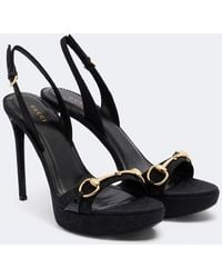 Gucci - Donna Horsebit Gg Canvas Slingback Sandals - Lyst