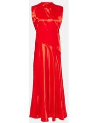 Jil Sander - Midikleid Aus Satin - Lyst