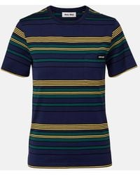 Miu Miu - Striped Cotton Jersey T-Shirt - Lyst
