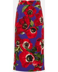 Dolce & Gabbana - Jupe crayon en soie melangee a fleurs - Lyst