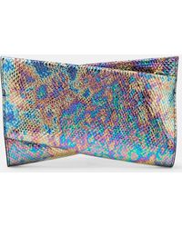 Christian Louboutin - Loubitwist Snake-Effect Leather Clutch - Lyst
