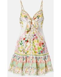 CAMILLA - Bow-Detail Floral Cotton Minidress - Lyst