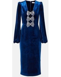 Rebecca Vallance - Crystal-Embellished Velvet Midi Dress - Lyst