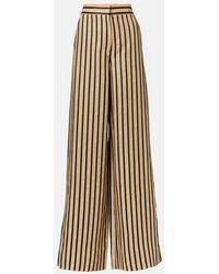 Max Mara - Cestino Striped Linen-Cotton Palazzo Trousers - Lyst