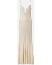 Self-Portrait - Maxikleid Aus Mesh Mit Kristallen - Lyst