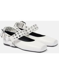 Alaïa - Biker Leather Ballet Flats - Lyst