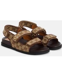 Gucci - GG Canvas & Leather Sandal - Lyst