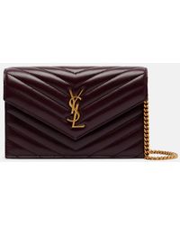 Saint Laurent - Cassandre Envelope Leather Wallet On Chain - Lyst