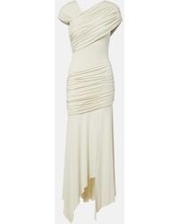 De La Vali - Hela Draped Asymmetric Jersey Midi Dress - Lyst